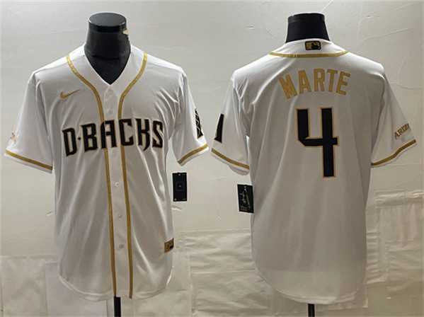 Men's Arizona Diamondbacks #4 Ketel Marte White Gold Cool Base Stitched Baseball Jersey,We sell and wholesale Men's Arizona Diamondbacks #4 Ketel Marte White Gold Cool Base Stitched Baseball Jersey on line form chian!